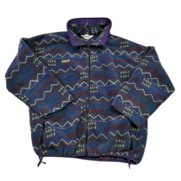 Vintage Columbia Jacket Mens XL Fleece Abstract Aztec Full Zip Made in USA - Picture 1 of 14
